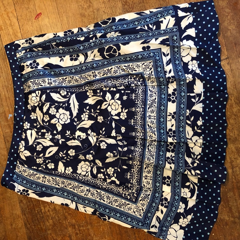 Loft blue and white skirt